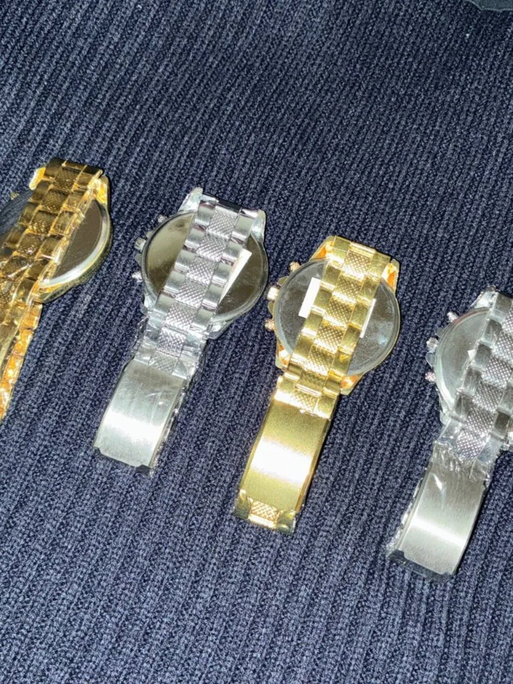 Lot Of 4 Mens Geneva Wrist Watches Blue Gold Steel - Brand New Same Day Shipping